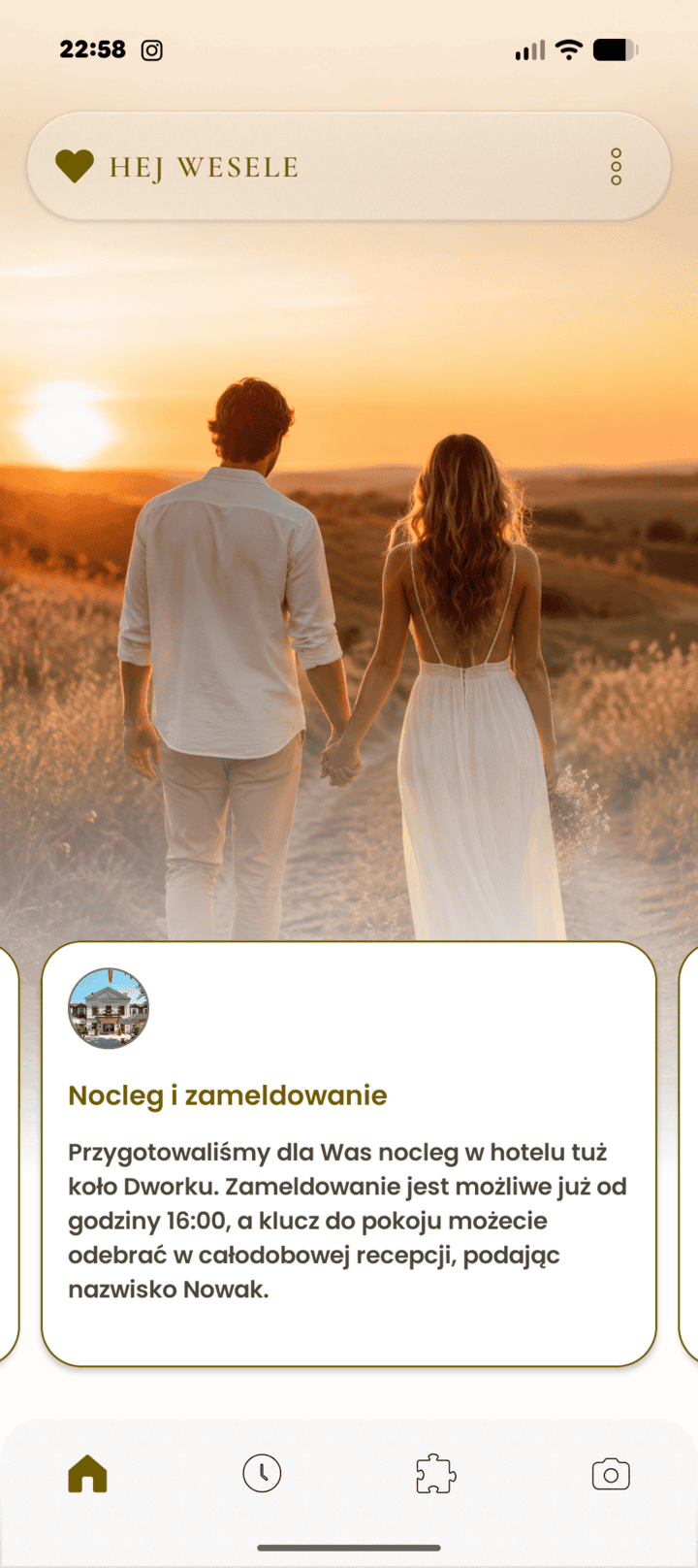 Informacje o weselu w aplikacji Hej Wesele
